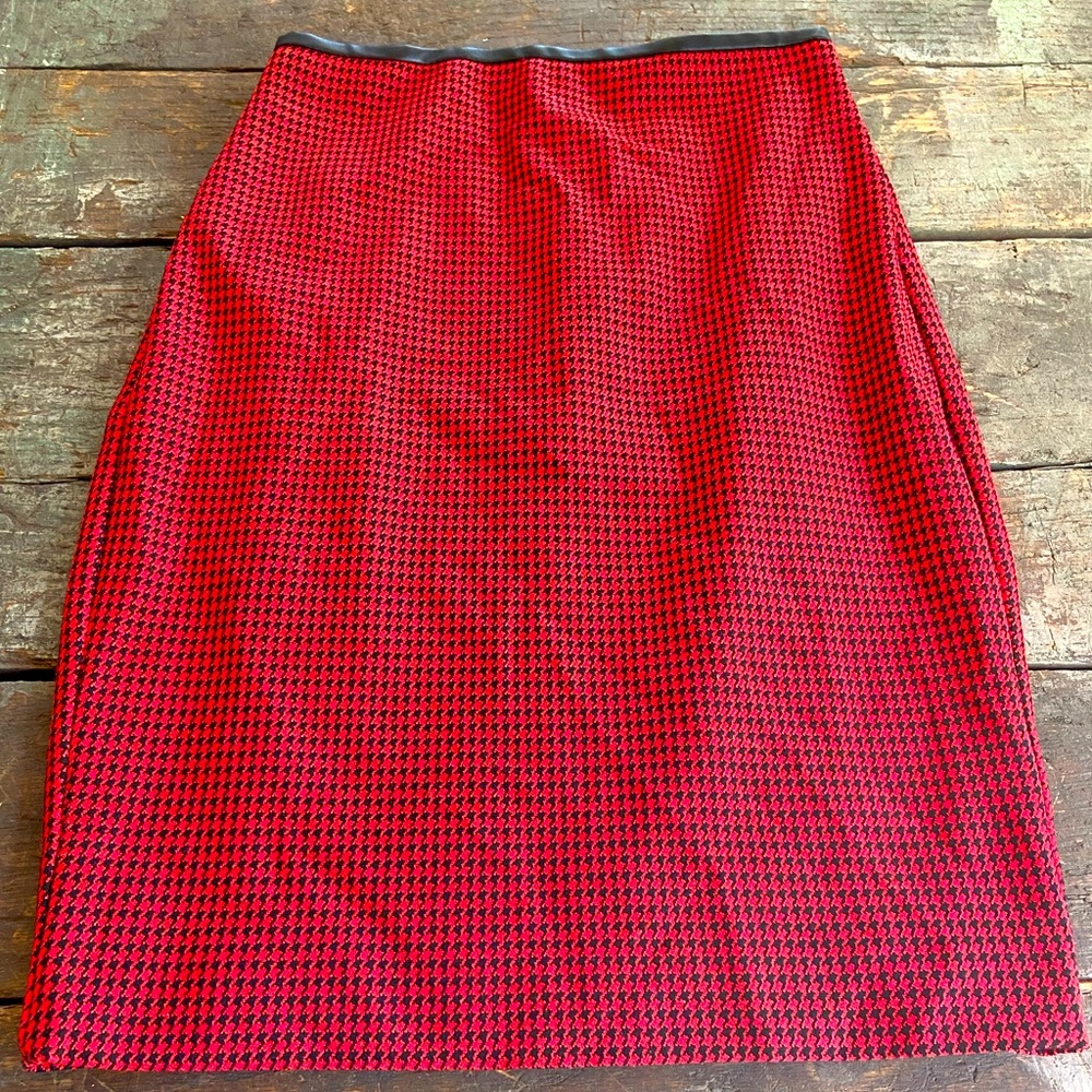 Red plaid Express pencil skirt